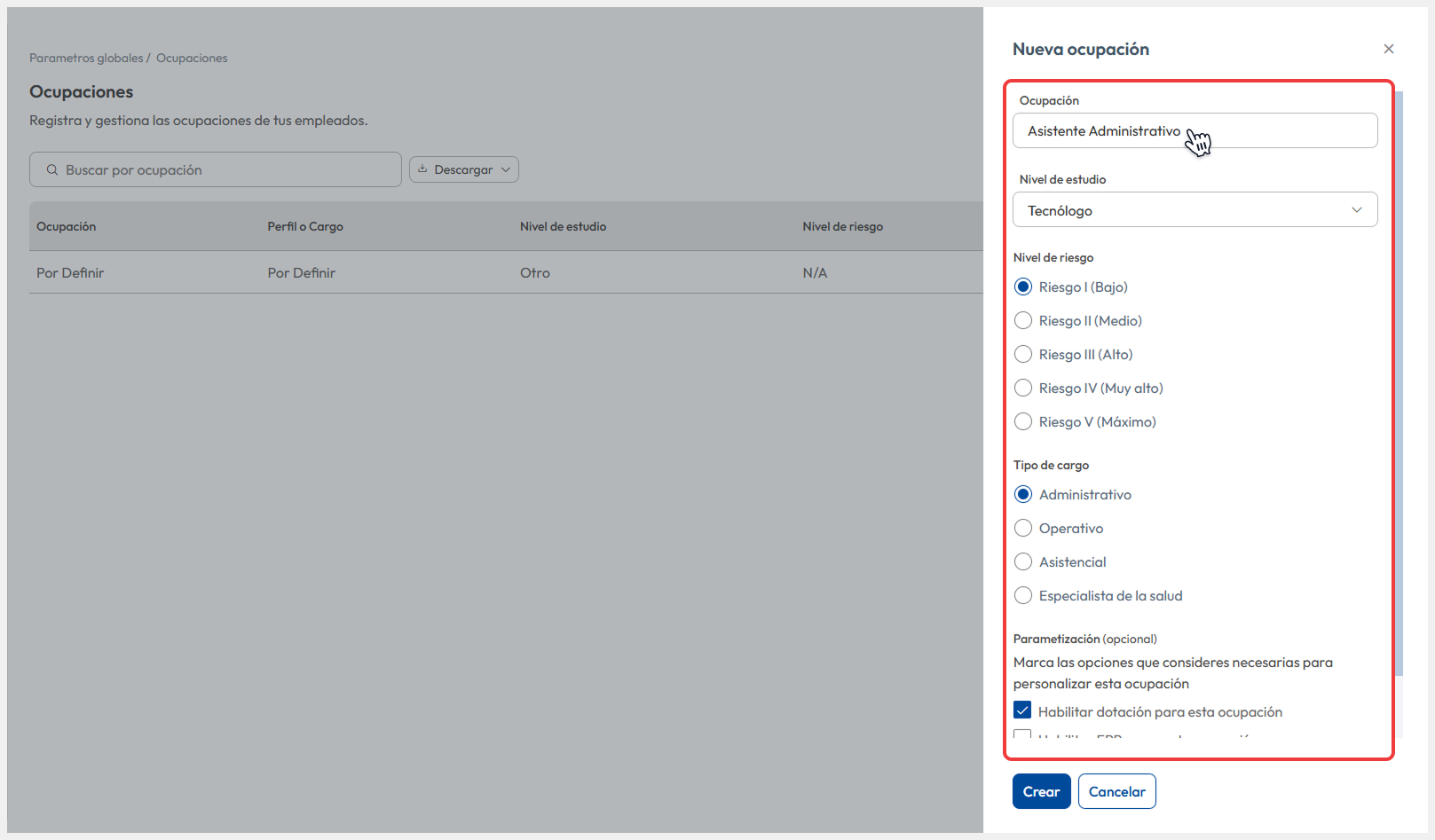 Vista de la pantalla ‘Información básica de la empresa’