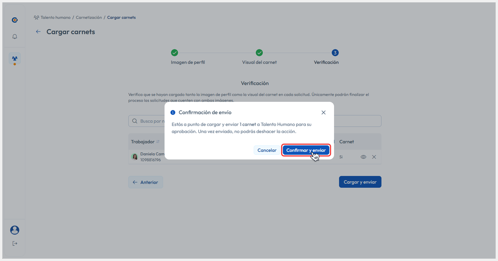Modal de confirmación